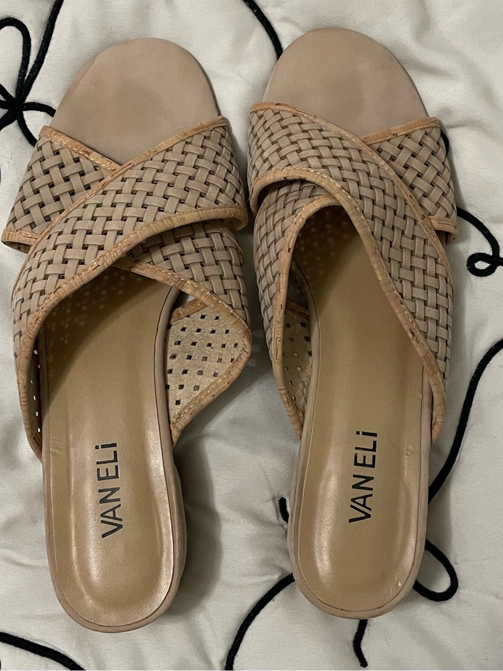 Vaneli Women's Woven Slip-On Mules in Taupe
